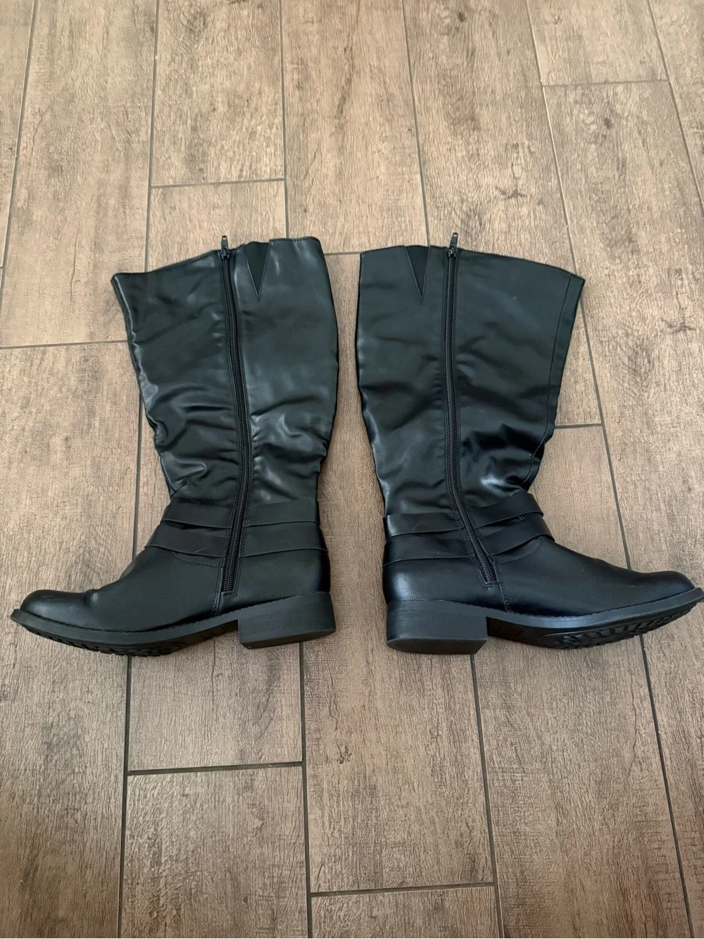 Style & Co. Maliaa Wide Calf Riding Boots Knee High Block Heel Black Sz 8